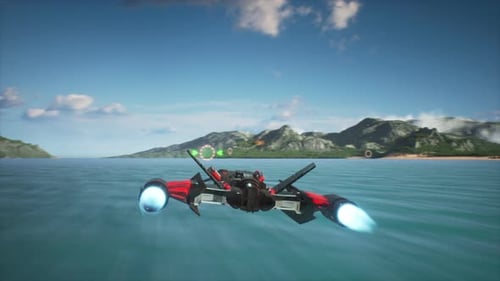 Futuristic Spaceship Racing Through Scenic Environments