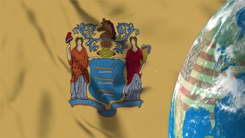 New Jersey Flag With Earth Globe