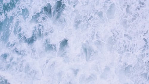 Aerial View of Crashing Ocean Waves