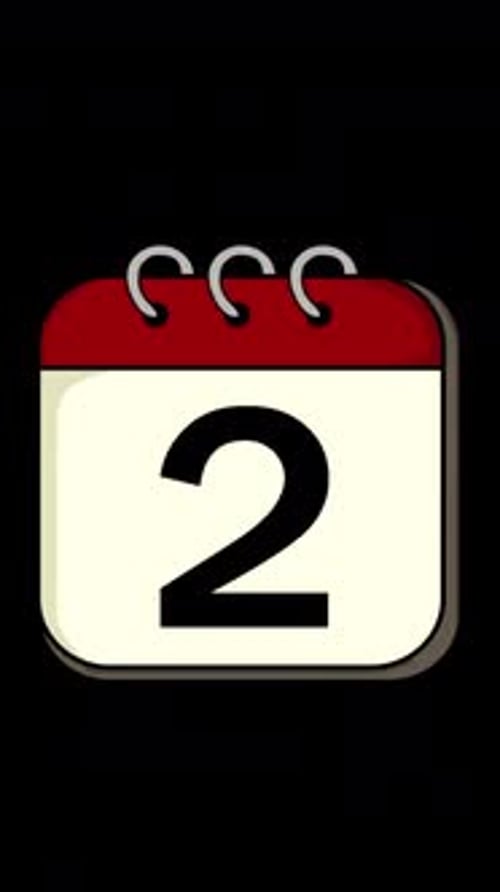 Calendar Changes From The 2nd To The 3rd Of The Month Vertical Alpha Channel