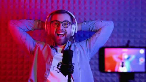 Blogger or Radio DJ is Resting After a Successful Online Stream