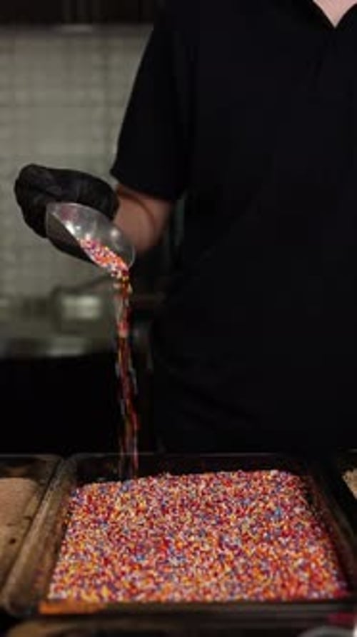 Sprinkles Poured into Tray for Dessert Topping