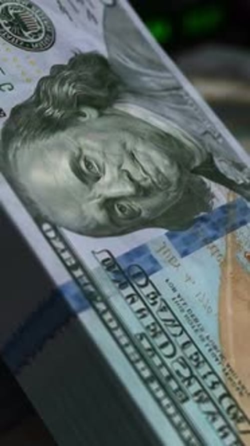Dollar Bills Stack Extreme Close Up Wealth Investment Detail Vertical