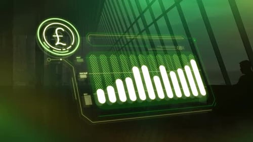 Animated Pound Sterling Growth Infographic On Office Background