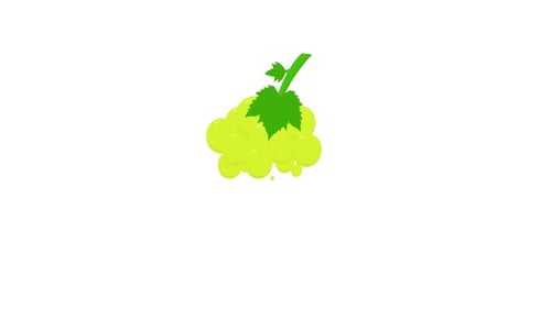 Animated Grapes Icon Reveal in Flat Design Style
