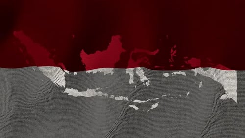 A realistic animation of the Indonesian flag waving gracefully