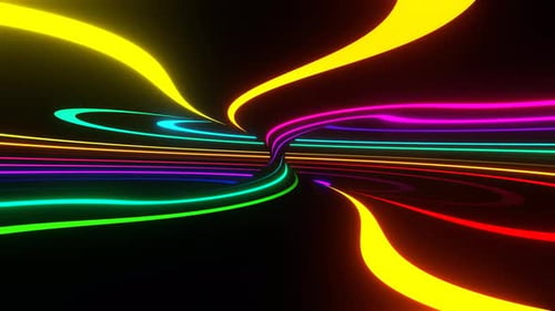 Multicolor On Black Neon Circle Moving Background Vj Loop In 4K