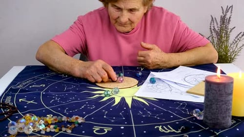 Woman Astrologer Draws a Natal Chart