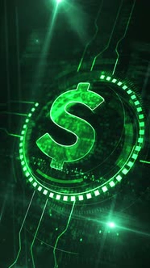 Dollar symbol digital concept vertical loop
