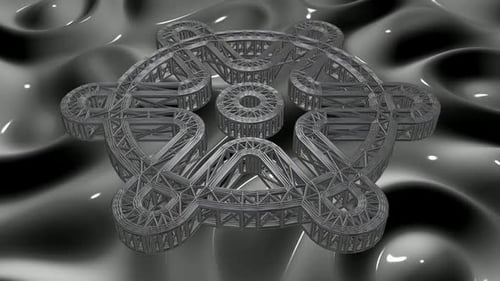 Abstract Rotating 3D Geometric Wireframe Structure Loop