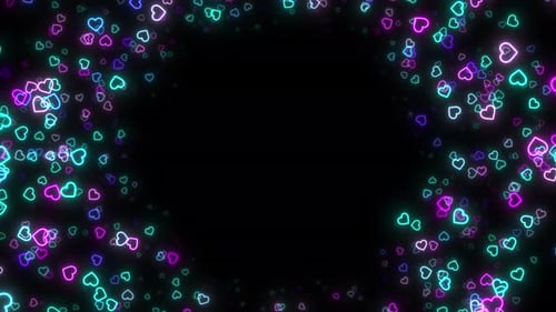 Neon Heart Frame Animation – Glowing Romantic Love Border Background Loop