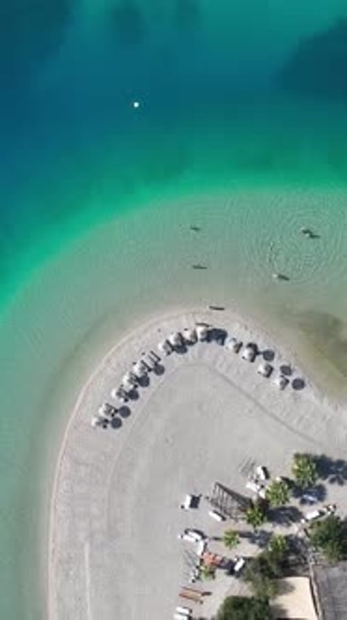 Aerial view of sunny summer shoreline