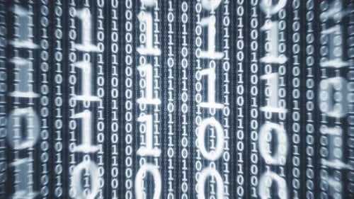 Binary Code Abstract Data Background Zoom In Seamless Looping Animation.