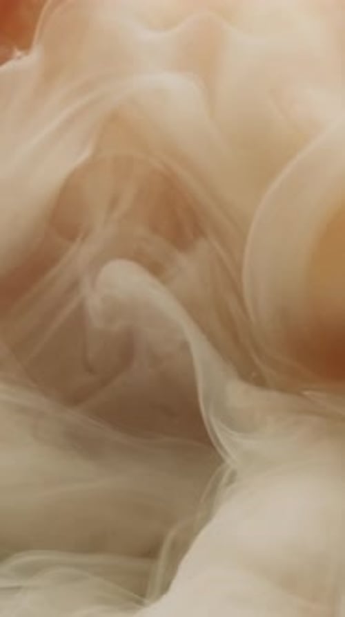 White Ink Flowing into Brown Liquid, Abstract Swirls
