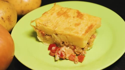 Potato and Meat Casserole Close Up