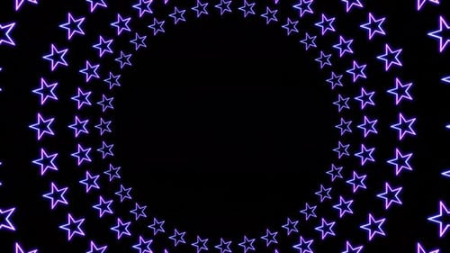 Purple and Blue Neon Stars Tunnel Loop Animation Frame