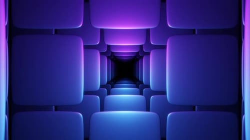 Purple Gradient Cube Tunnel of Cube Tiles Loop Animation Background