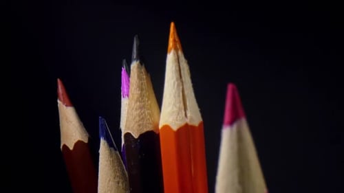 Close Up of a Group of Colored Pencils