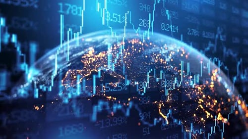 Global Financial Currency Exchange Network Stock Market Chart Prices Financial Indexes Graph Earth