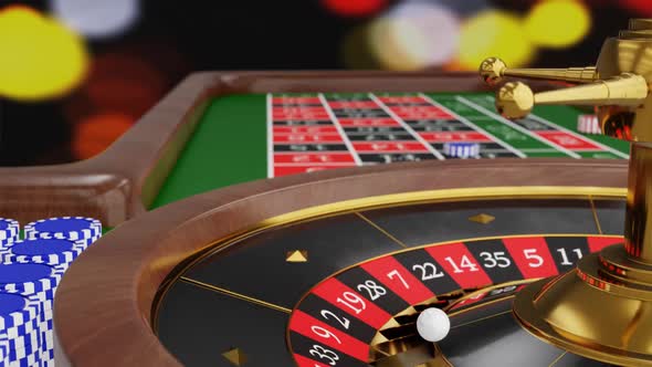 Roulette Table with Chips and Spinning Wheel, Backgrounds Motion ...