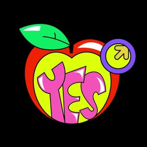 Playful Animated Apple with Yes Text and Arrow