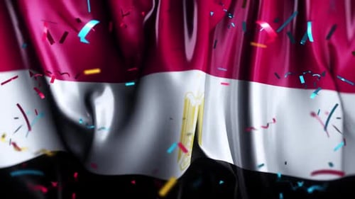 Egypt Flag Waving with Confetti for Celebrations and Corporate Events