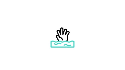 Animated Flat Design Hand Reaching Out of Water Icon