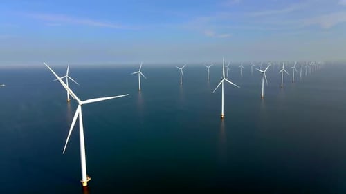 Offshore Windmill Park Windmillturbines in the Ocean Flevoland Netherlands
