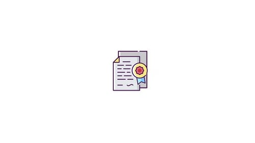 Flat Design Certificate Document Icon Animation