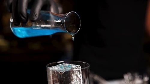 the bartender prepares a cocktail at the bar