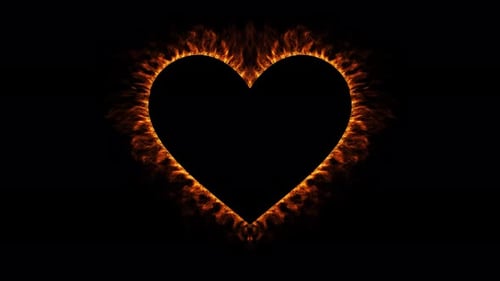 Forma de corazón de fuego sobre fondo negro
