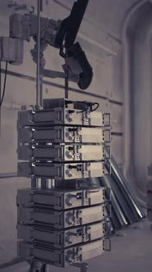 Advanced Communication Equipment Stacked in a Technology Facility