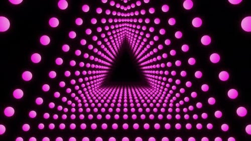 Colorful Neon Glow Triangle Tunnel of Orbs Loop Animation