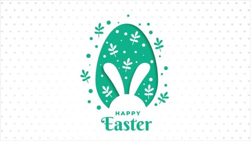 Animated Happy Easter Egg with Bunny Ears Greeting