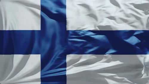 Finland National Flag Waving in Realistic Slow Motion