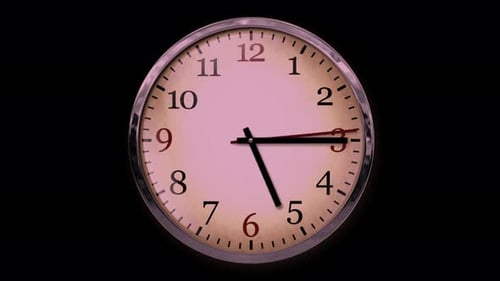 Analog clock shows time precise hour minute second hand circular face design simple classic timekeep