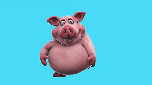 Fun 3D cartoon pig dancing (with alpha channel)