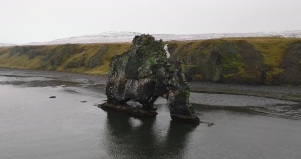 Hvítserkur Basalt Stack in Iceland Aerial View, Nature Stock Footage ft ...