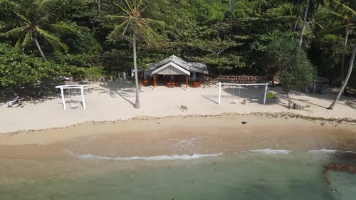 Aerial view of Kahyangan Beach in Karimunjawa Islands, Jepara, Indonesia. Remote Island, coral reefs