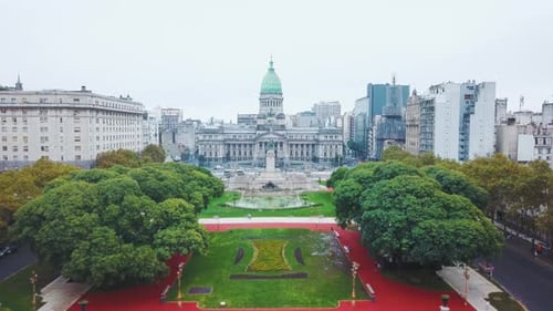 Aerial View of the City of Buenos Aires Congress Building Argentina