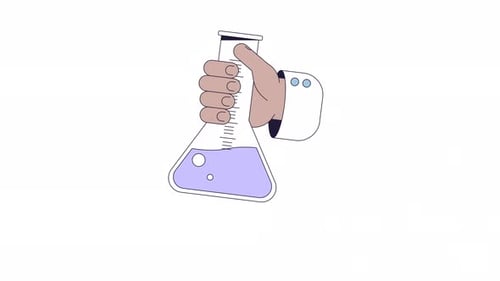 Animated Hand Holding Laboratory Flask