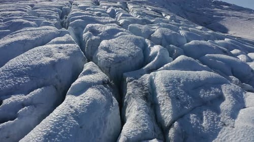 Huge White Glacier Surface in Frozen Norway Aerial Drone Shot