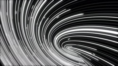 Abstract animation of curved path of moving colorful lines