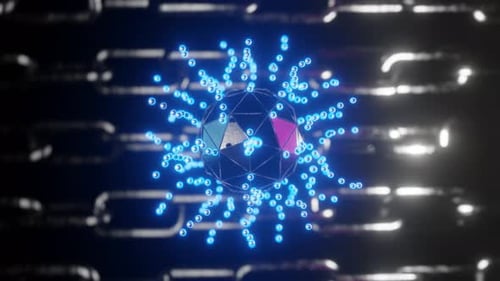 Abstract Futuristic Network Sphere with Glowing Particles