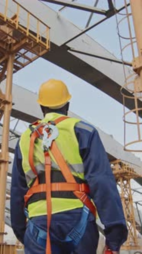 Construction Worker at Industrial Construction Site