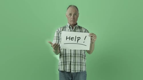 Senior caucasian man isolated on a green screen