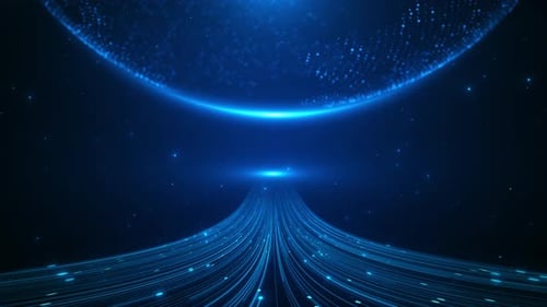 Flugbewegung im digitalen Weltraum-Science-Fiction-Tunnel | Hi-Tech-Informationen | Zusammenfassung | Blockchain-Netzwerk | Backg