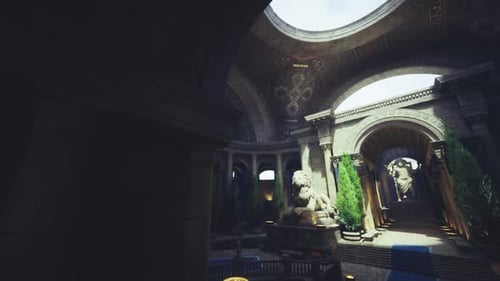 Bright Historic Courtyard Illuminated Circular Hall with Elegant Design