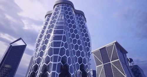 Diseño urbano en forma de panal en la arquitectura moderna a la luz del día