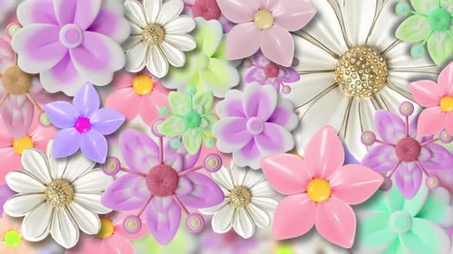 Seamless Loop of Animated Colorful Spring Flowers